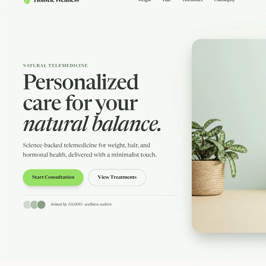 Landing page creation for telehealth applications